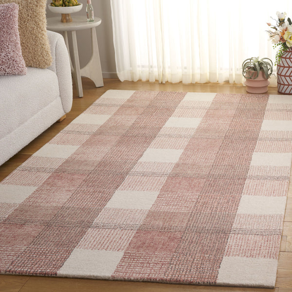 Safavieh Genre Hand-Tufted Ivory And Red Area Rug — Wool-Cotton Low Pile, Contemporary Geometric Accent Rug 6'-0" x 6'-0" GRE704Q-6SQ
