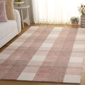 Safavieh Genre Hand-Tufted Ivory And Red Geometric Grid Rug, 80% Wool 20% Cotton, Low-Pile Artisanal Accent 5'-0" x 8'-0" GRE704Q-5