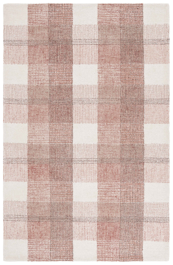 Safavieh Genre Hand-Tufted Wool-Cotton Area Rug In Ivory With Rich Red Geometric Check Blocks, Durable Comfort 4'-0" x 6'-0" GRE704Q-4