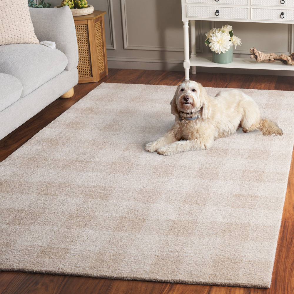 Safavieh Genre Hand-Tufted Beige Ivory Checkerboard Rug — Plush 3/8" Pile, Wool-Cotton Blend, Timeless Style 6'-0" x 6'-0" GRE801B-6SQ