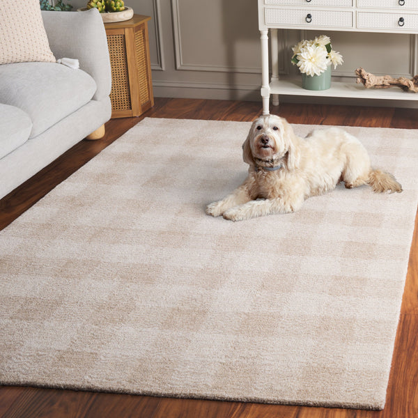 Safavieh Genre Hand-Tufted Beige Ivory Area Rug With Subtle Geometric Pattern, Wool-Cotton Blend Comfort And Durability 3'-0" x 5'-0" GRE801B-3