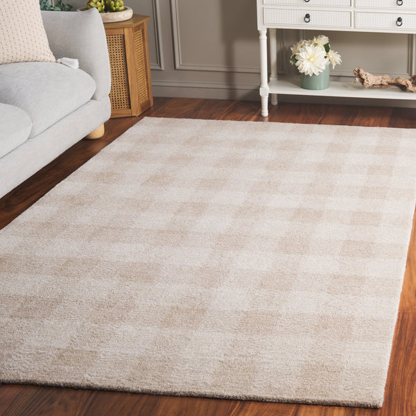 Safavieh Genre Hand-Tufted Beige Ivory Area Rug With Subtle Geometric Pattern, Wool-Cotton Blend Comfort And Durability 3'-0" x 5'-0" GRE801B-3