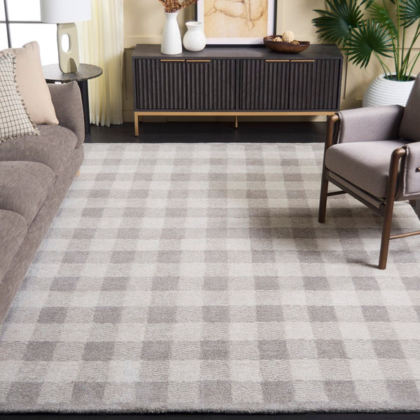 Safavieh Genre Hand-tufted Area Rug In Grey And Ivory – Luxurious Comfort With Timeless Checkered Design Grey ,Ivory 80% Wool,18% Cotton,2% Man Made Fiber Gre801f-4