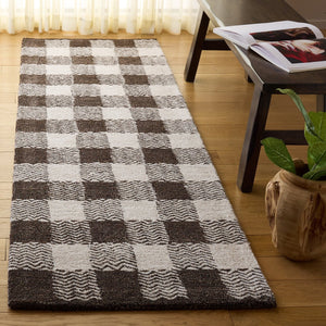 Safavieh Genre Hand-tufted Runner Rug In Elegant Grey And Ivory – Luxurious Comfort For Modern Spaces Brown ,Ivory 80% Wool,18% Cotton,2% Man Made Fiber Gre801t-28