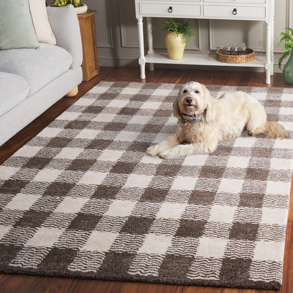 Safavieh Genre Hand-tufted Area Rug In Grey And Ivory – Luxurious Comfort With Timeless Checkered Design Brown ,Ivory 80% Wool,18% Cotton,2% Man Made Fiber Gre801t-6