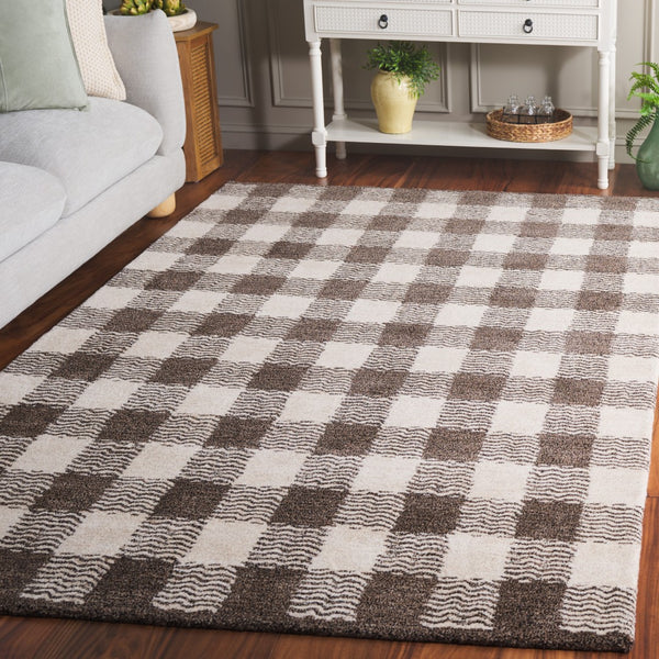 Safavieh Genre Hand-tufted Area Rug In Grey And Ivory – Luxurious Comfort With Timeless Checkered Design Brown ,Ivory 80% Wool,18% Cotton,2% Man Made Fiber Gre801t-6