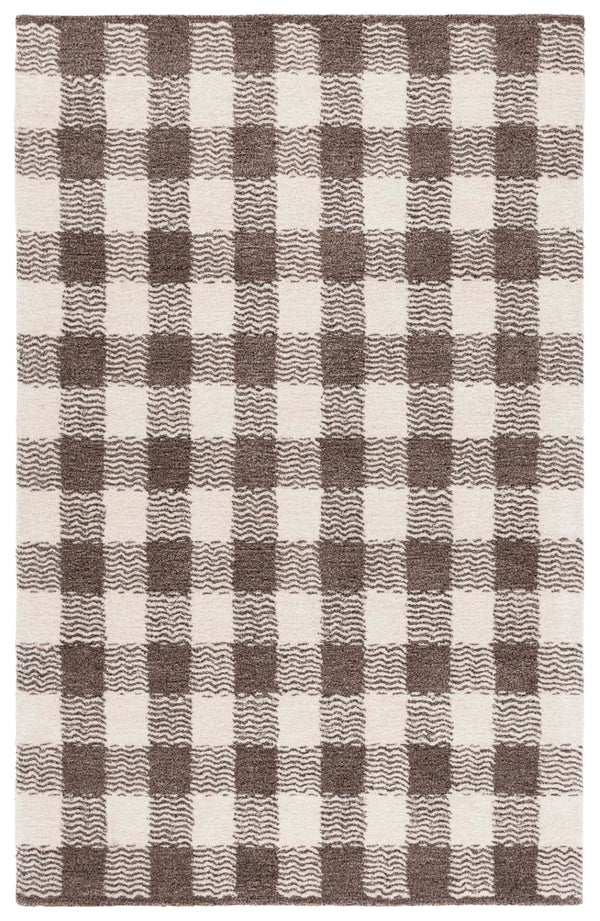 Safavieh Genre Hand-tufted Area Rug In Grey And Ivory – Luxurious Comfort With Timeless Checkered Design Brown ,Ivory 80% Wool,18% Cotton,2% Man Made Fiber Gre801t-6