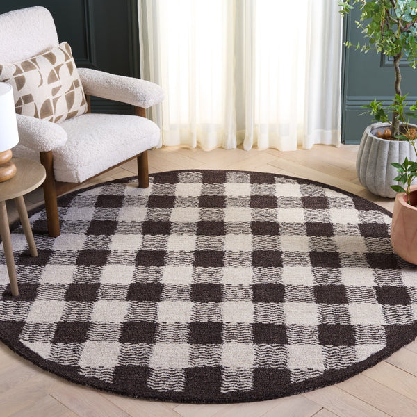 Safavieh Genre Hand-tufted Area Rug In Grey And Ivory – Luxurious Comfort With Timeless Checkered Design Brown ,Ivory 80% Wool,18% Cotton,2% Man Made Fiber Gre801t-6