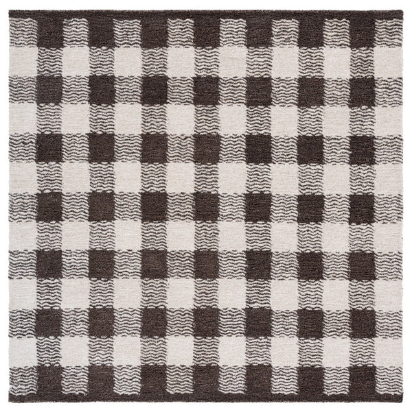 Safavieh Genre Hand-tufted Area Rug In Grey And Ivory – Luxurious Comfort With Timeless Checkered Design Brown ,Ivory 80% Wool,18% Cotton,2% Man Made Fiber Gre801t-6