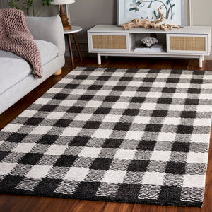 Safavieh Genre Hand-tufted Area Rug In Grey And Ivory – Luxurious Comfort With Timeless Checkered Design Charcoal ,Ivory 80% Wool,18% Cotton,2% Man Made Fiber Gre801z-9