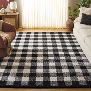Safavieh Genre Hand-tufted Area Rug In Grey And Ivory – Luxurious Comfort With Timeless Checkered Design Charcoal ,Ivory 80% Wool,18% Cotton,2% Man Made Fiber Gre801z-9