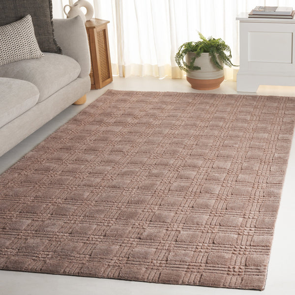 Safavieh Genre Hand-Loomed Round Area Rug Brown — Plush 0.5" Pile, Geometric Texture, Durable Cotton-Poly Blend 6'-0" x 6'-0" GRE901T-6R