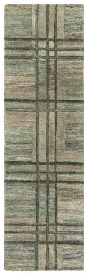 Safavieh Genre Hand‑Tufted Green & Beige Area Rug — Minimalist Polyester Pile, Low Profile Comfort, India Crafted 5'-0" x 8'-0" GRE950Y-5