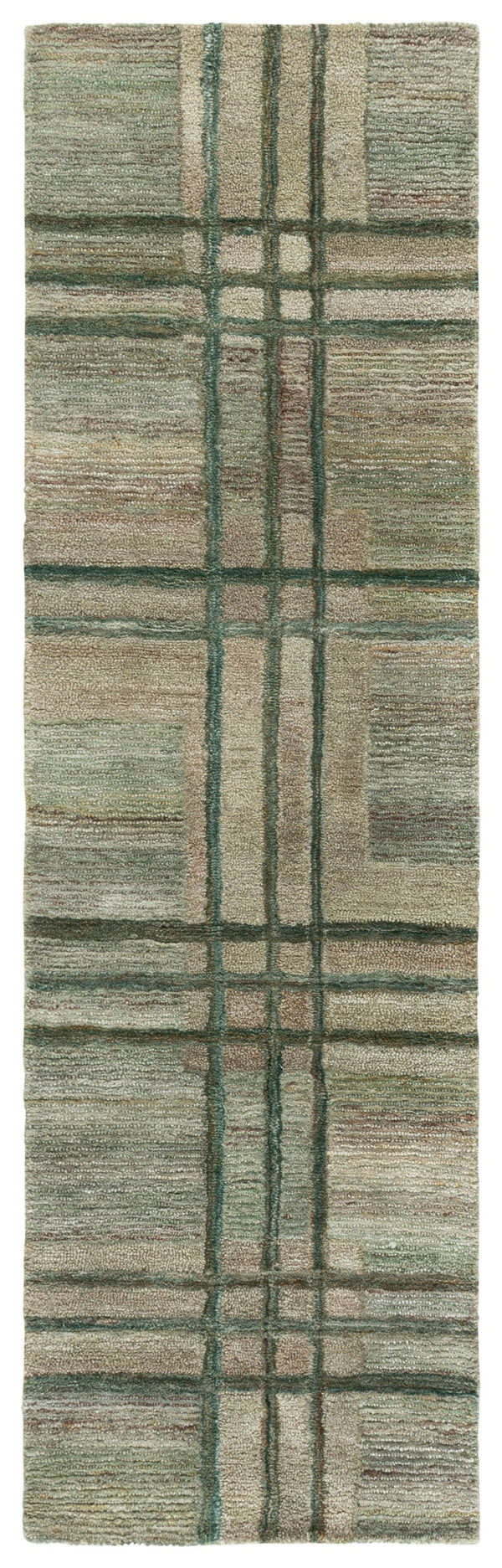 Safavieh Genre Hand‑Tufted Green & Beige Area Rug — Minimalist Polyester Pile, Low Profile Comfort, India Crafted 5'-0" x 8'-0" GRE950Y-5