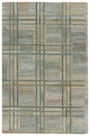 Safavieh Genre Hand‑Tufted Green & Beige Area Rug — Minimalist Polyester Pile, Low Profile Comfort, India Crafted 5'-0" x 8'-0" GRE950Y-5
