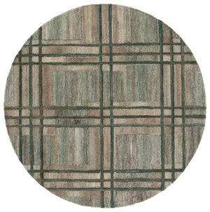 Safavieh Genre Hand‑Tufted Green & Beige Area Rug — Minimalist Polyester Pile, Low Profile Comfort, India Crafted 5'-0" x 8'-0" GRE950Y-5