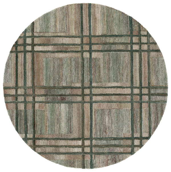 Safavieh Genre Hand‑Tufted Green & Beige Area Rug — Minimalist Polyester Pile, Low Profile Comfort, India Crafted 5'-0" x 8'-0" GRE950Y-5