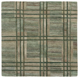 Safavieh Genre Hand‑Tufted Green & Beige Area Rug — Minimalist Polyester Pile, Low Profile Comfort, India Crafted 5'-0" x 8'-0" GRE950Y-5