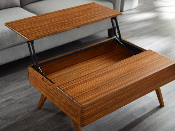 Greenington Rhody Solid Bamboo Lift Top Coffee Table with Hidden Storage for Living Room Amber GRL001AM