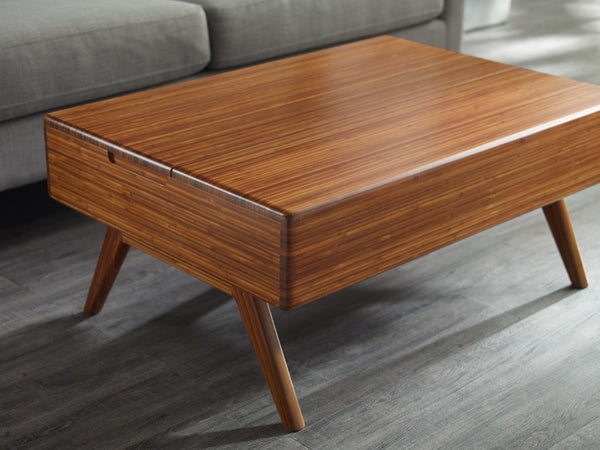 Greenington Rhody Solid Bamboo Lift Top Coffee Table with Hidden Storage for Living Room Amber GRL001AM