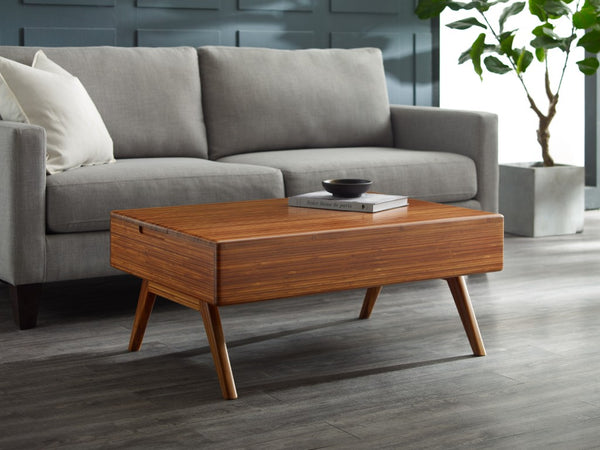 Greenington Rhody Solid Bamboo Lift Top Coffee Table with Hidden Storage for Living Room Amber GRL001AM