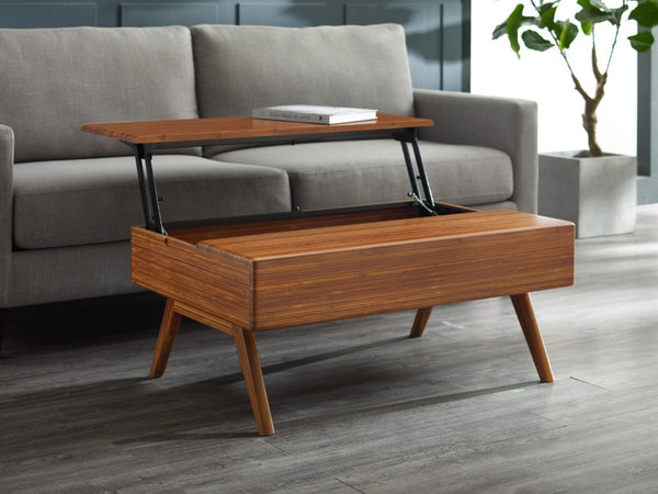 Greenington Rhody Solid Bamboo Lift Top Coffee Table with Hidden Storage for Living Room Amber GRL001AM