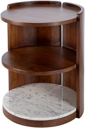 Gerald GRLD-001 24"H x 20"W x 20"D End Table GRLD001-242020  Top: Dark Brown; Base: Dark Brown, White Surya