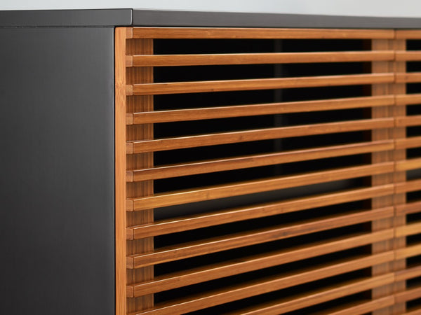 Greenington 48" Rowan Solid Bamboo Media Center with Louvered Doors for Modern Living Rooms Amber GRW002AM