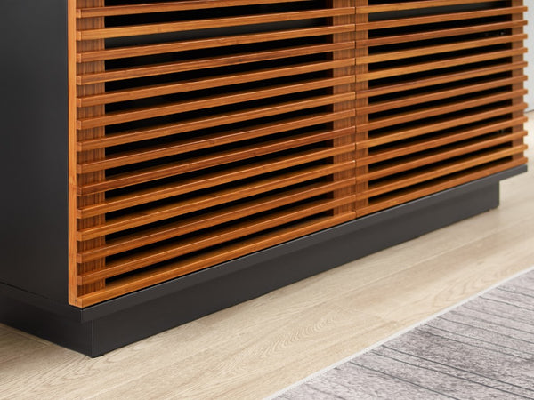 Greenington 48" Rowan Solid Bamboo Media Center with Louvered Doors for Modern Living Rooms Amber GRW002AM