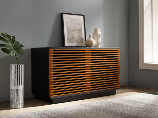 Greenington 48" Rowan Solid Bamboo Media Center with Louvered Doors for Modern Living Rooms Amber GRW002AM