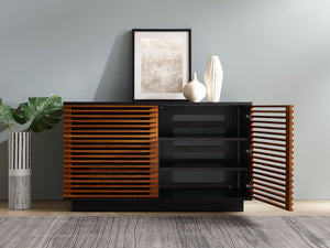 Greenington 48" Rowan Solid Bamboo Media Center with Louvered Doors for Modern Living Rooms Amber GRW002AM