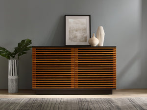Greenington 48" Rowan Solid Bamboo Media Center with Louvered Doors for Modern Living Rooms Amber GRW002AM