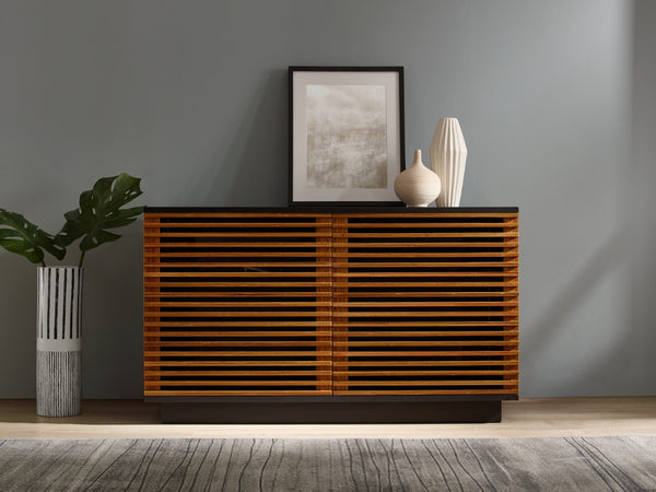 Greenington 48" Rowan Solid Bamboo Media Center with Louvered Doors for Modern Living Rooms Amber GRW002AM