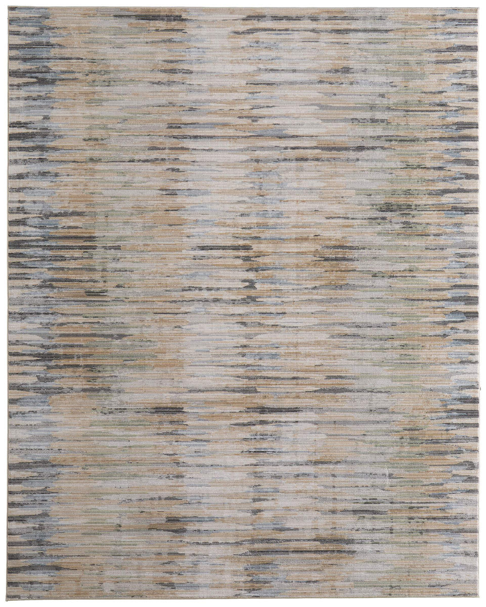 Feizy Rugs Greenwich Striped Polypropylene Area Rug with Ivory Tan and Blue Geometric Pattern 5' x 7'6" GRW39U4FBGEBLUE70