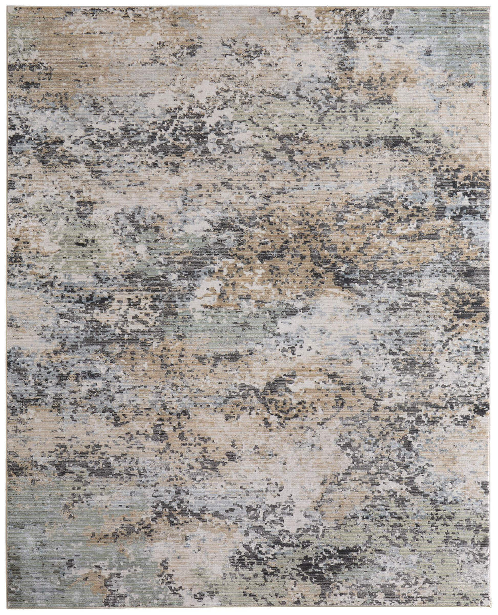 Feizy Rugs Greenwich Abstract Geometric Indoor Rug in Ivory Tan and Blue for Modern Living Rooms 2'6" x 7'3" GRW39U6FBGEMLTI02