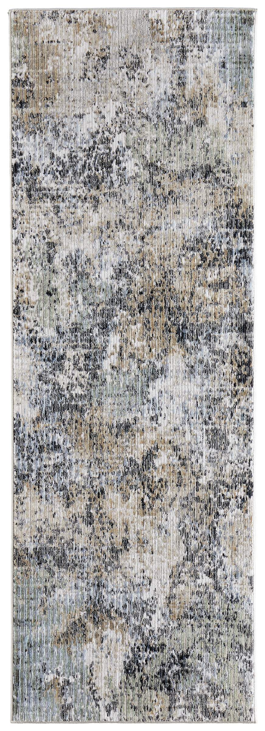 Feizy Rugs Greenwich Abstract Geometric Indoor Rug in Ivory Tan and Blue for Modern Living Rooms 2'6" x 7'3" GRW39U6FBGEMLTI02