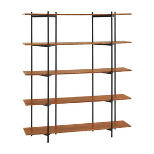 Greenington Studio Plus Five Shelf Bamboo Bookcase Black Steel Industrial Open Storage Unit Amber GS001AM