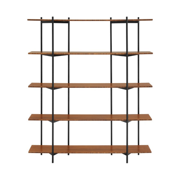 Greenington Studio Plus Five Shelf Bamboo Bookcase Black Steel Industrial Open Storage Unit Amber GS001AM