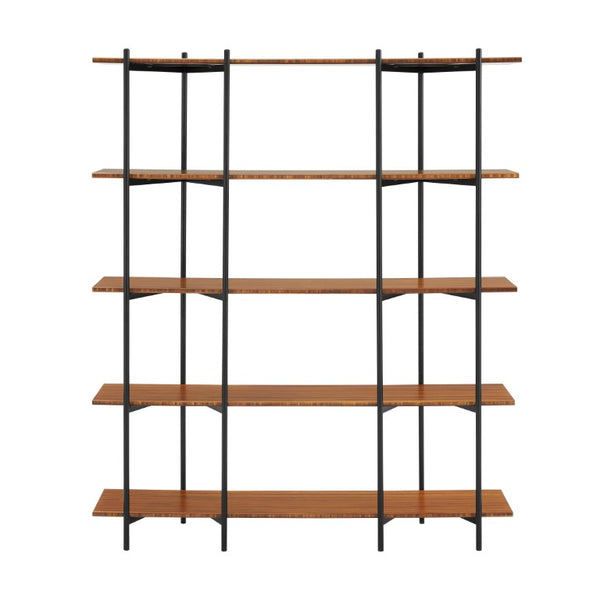 Greenington Studio Plus Five Shelf Bamboo Bookcase Black Steel Industrial Open Storage Unit Amber GS001AM