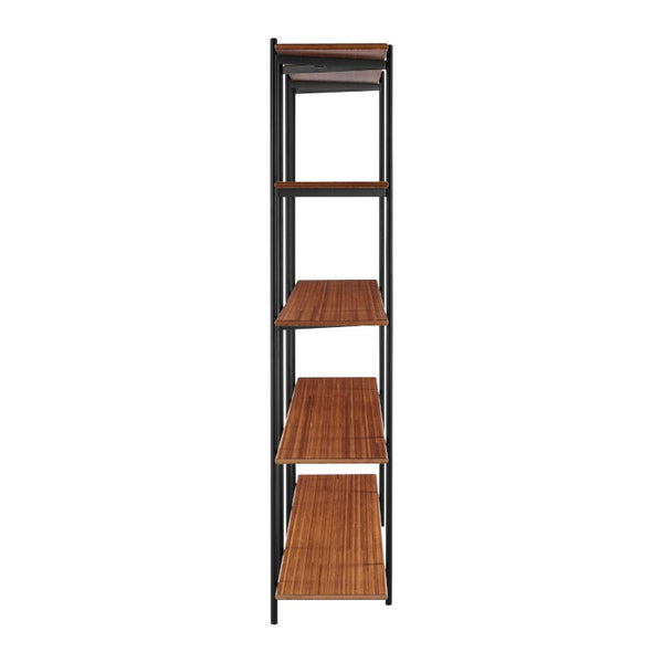Greenington Studio Plus Five Shelf Bamboo Bookcase Black Steel Industrial Open Storage Unit Amber GS001AM