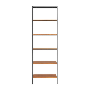 Greenington Studio Plus Five Shelf Bamboo Leaning Bookcase Industrial Steel Eco Friendly Storage Amber GS003AM