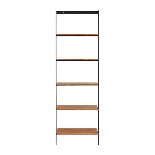 Greenington Studio Plus Five Shelf Bamboo Leaning Bookcase Industrial Steel Eco Friendly Storage Amber GS003AM