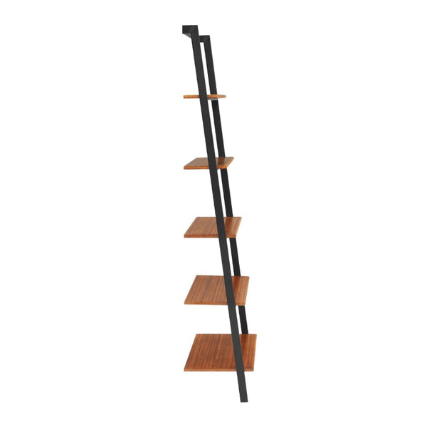 Greenington Studio Plus Five Shelf Bamboo Leaning Bookcase Industrial Steel Eco Friendly Storage Amber GS003AM
