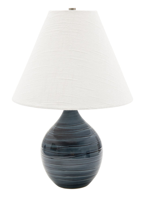 House Of Troy Scatchard Stoneware Accent Lamp - Elegant Design, Usa-made Quality, Perfect For Any Room Decor Scored Blue Gloss Ceramic Gs200-sbg