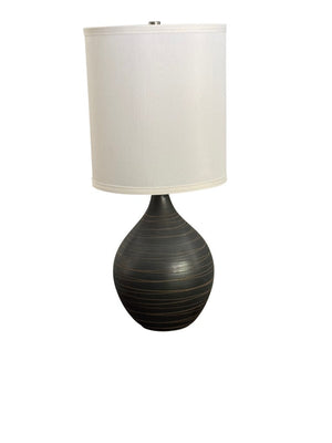 House of Troy Scatchard Artisan Stoneware Table Lamp USA Crafted Ceramic Base for Living Spaces Scored Black Matte GS201-SBM