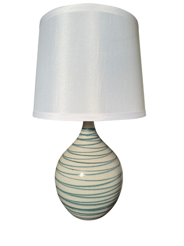 House of Troy Scatchard Handcrafted Stoneware Table Lamp Earthy Gloss Finish for Warm Interiors Emerald Wave GS202-EW
