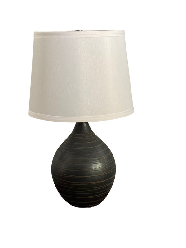 House of Troy Scatchard Handcrafted Stoneware Table Lamp Earthy Gloss Finish for Warm Interiors Scored Black Matte GS202-SBM