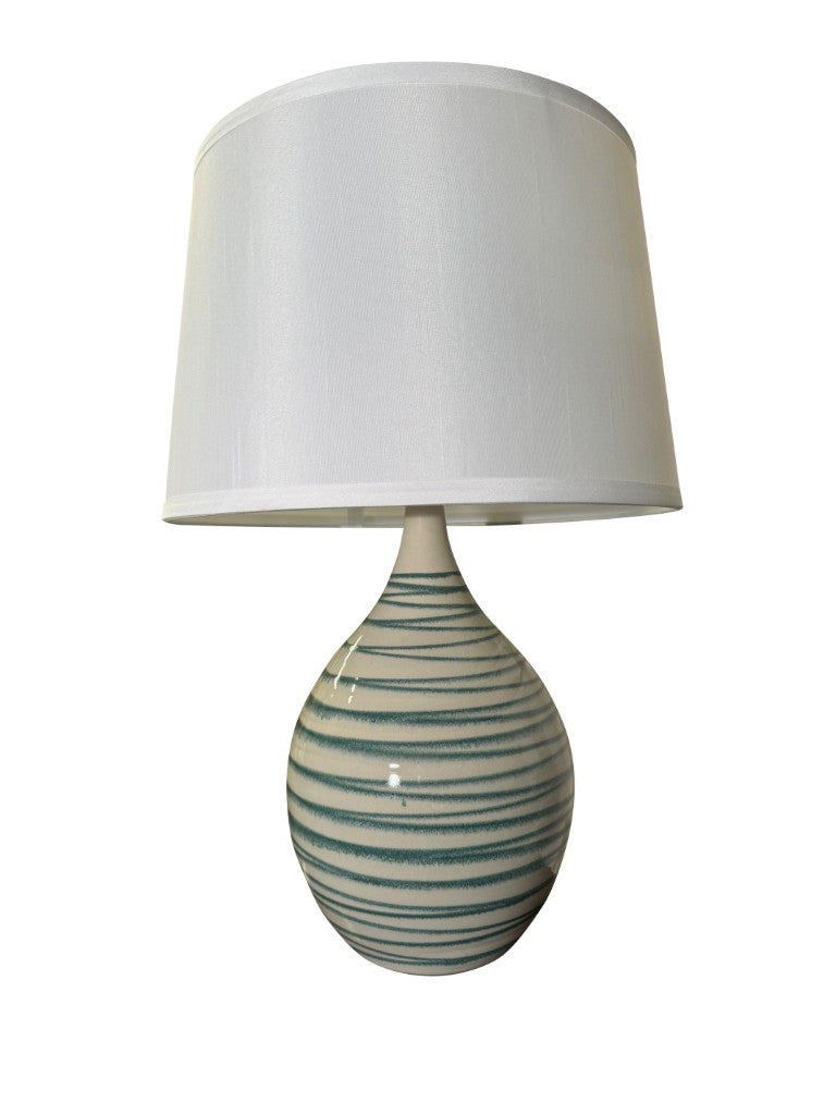 House of Troy Scatchard Glazed Stoneware Table Lamp Handcrafted Ceramic Base for Earthy Interiors Emerald Wave GS302-EW