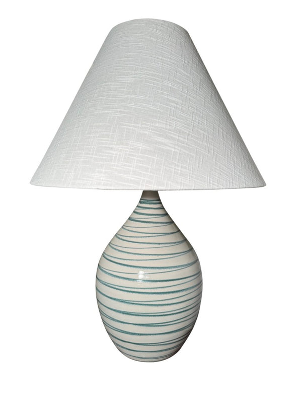 House of Troy Scatchard Handcrafted USA Stoneware Ceramic Table Lamp with Rich Glazed Artisan Finish Emerald Wave GS400-EW