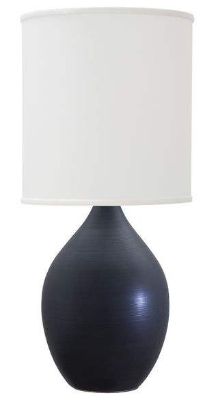 House Of Troy Scatchard Elegant Stoneware Table Lamps - Stunning Blue Gloss Finish For Modern Home Decor Black Matte Ceramic Gs401-bm